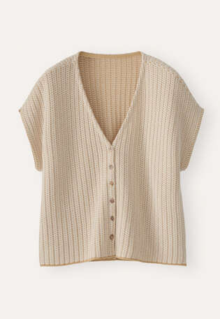 Two-tone button-through sweater, Sand yellow, webstill