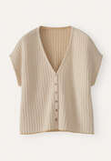 Two-tone button-through sweater, Sand yellow, webstill