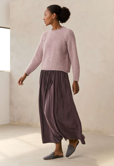 Round-neck ribbed sweater, Lilac grey, completeTheLook