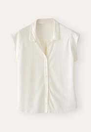 Cap-sleeve jersey shirt, Ecru, webstill