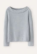 Turn-over boat-neck sweater, Ice blue, webstill