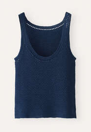 Crochet-trim knitted vest, Petrol ink, webstill