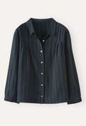 Striped pleated shirt, Dark petrol, webstill