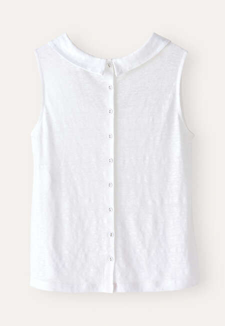 Folded-collar sleeveless top, White, completeTheLook