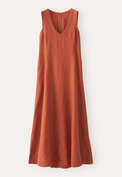 V-neck linen dress, Chilli orange, webstill