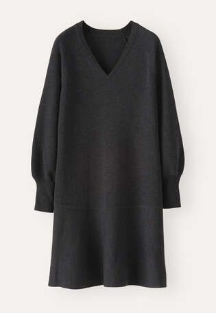 Peplum-detail dress, Charcoal, webstill
