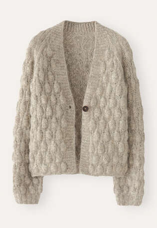 Hand-knitted cardigan, Fawn grey, webstill