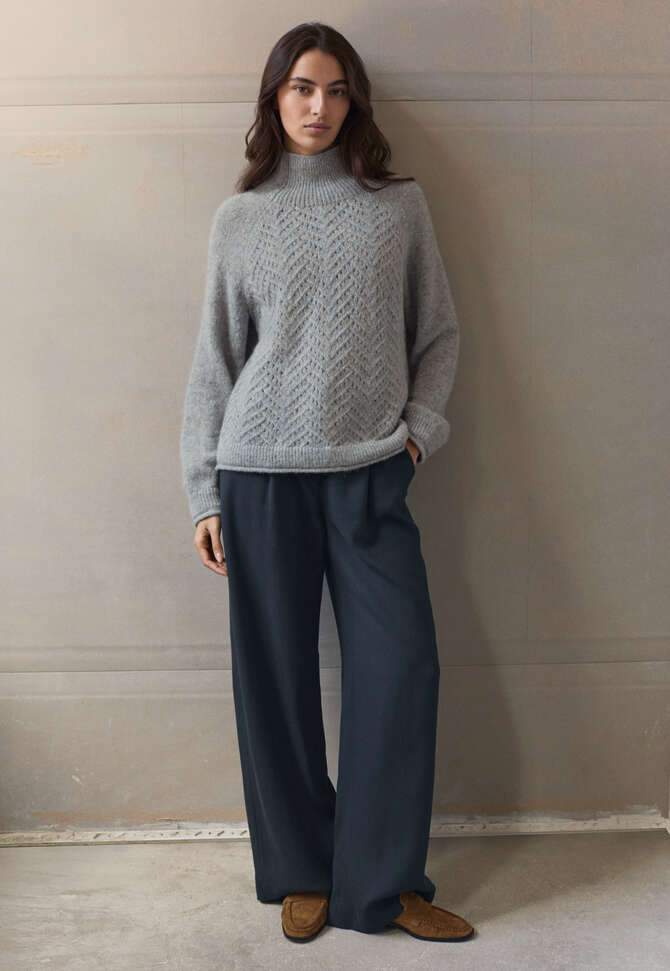 Cable-stitch sweater, Frosted blue, completeTheLook