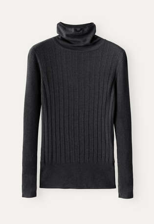 Ribbed sweater, Black marl, webstill