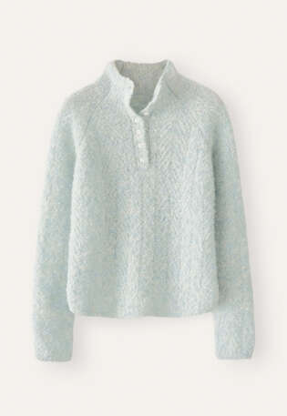Button-neck sweater, Pale aqua, webstill