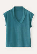 Fold-over v-neck top, Dark turquoise, webstill