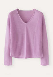 V-neck ribbed panel sweater, Orchid pink, webstill