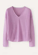 V-neck ribbed panel sweater, Orchid pink, webstill