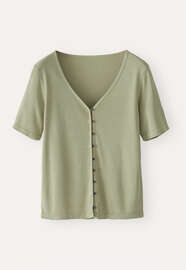 Button-through rib top, Pale fern, webstill