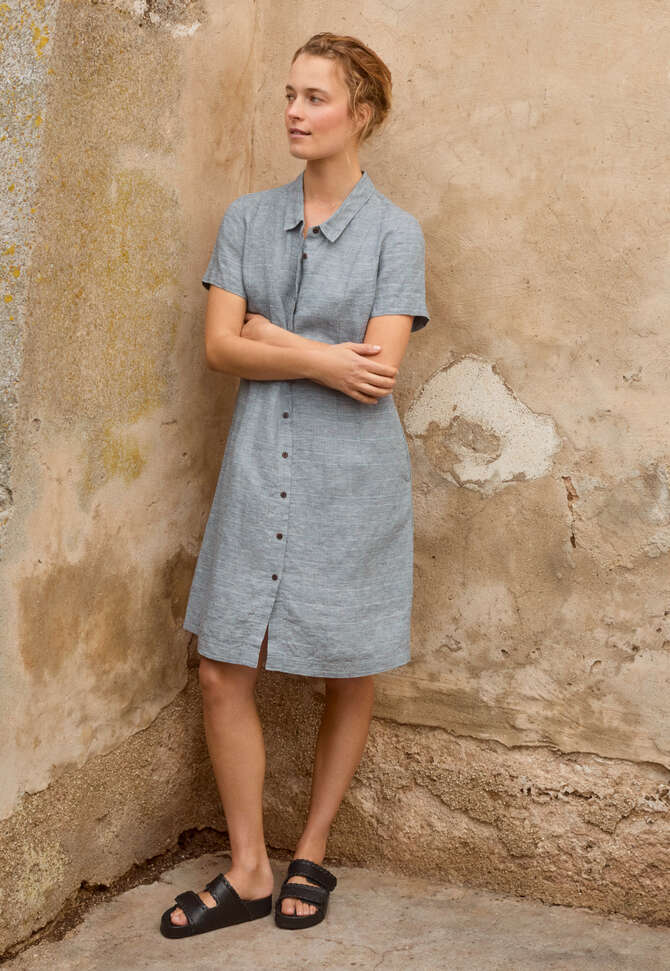 Checked button-through dress, Blue stone, completeTheLook