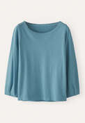 Pleated-cuff jersey top, Teal, webstill