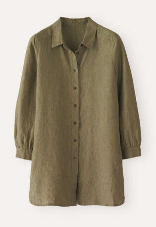 Deep side-split shirt, Dark olive, webstill