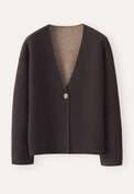 Two-tone double knitted cardigan, Dark aubergine, webstill