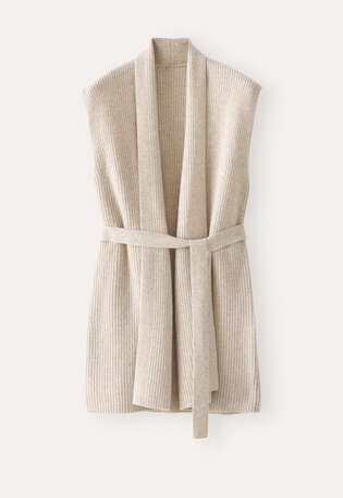 Rib-stitch cardigan, Ecru fawn, webstill