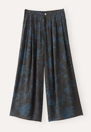 Printed cropped trousers, Midnight blue, webstill