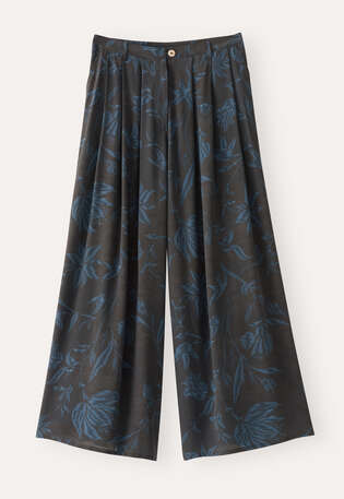 Printed cropped trousers, Midnight blue, webstill