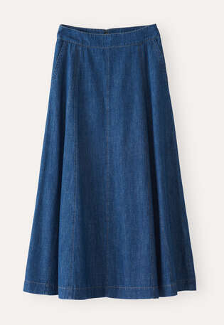 Indigo-dyed godet skirt, Dark denim, webstill