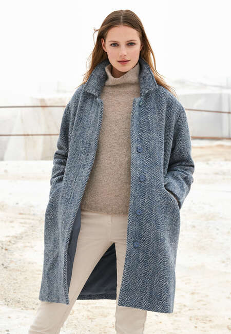 Herringbone wool coat, Indigo grey, completeTheLook