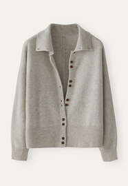 Funnel-neck cardigan, Pebble, webstill
