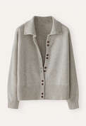 Funnel-neck cardigan, Pebble, webstill