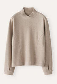 Cross-over neck sweatshirt, Pale fawn, webstill