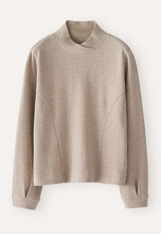 Cross-over neck sweatshirt, Pale fawn, webstill