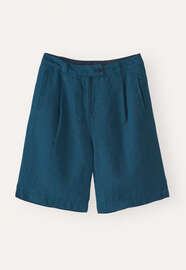 Pleat-front shorts, Petrol ink, webstill
