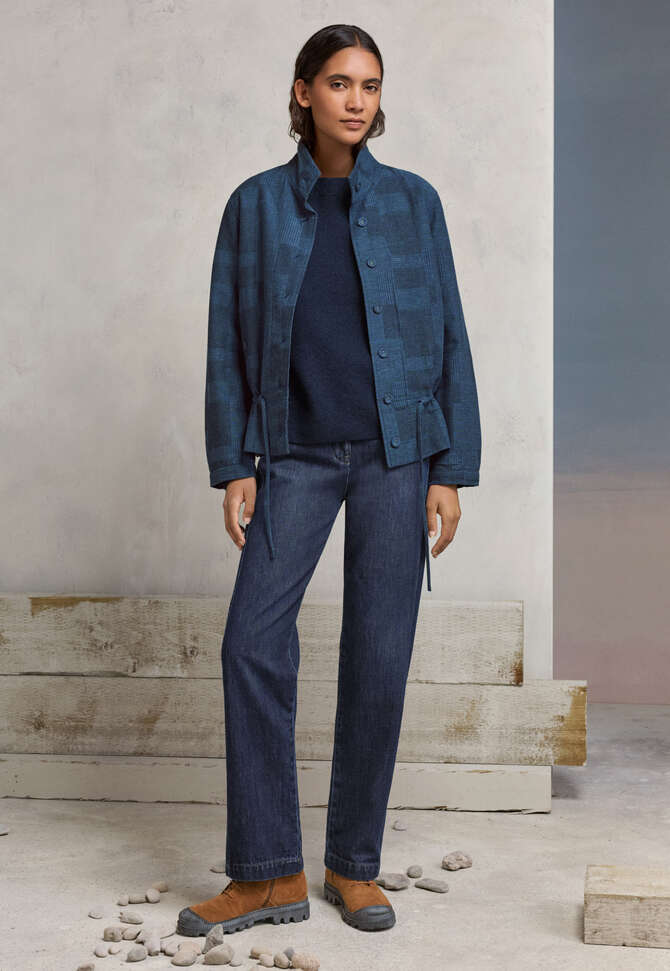Patchwork jacquard jacket, Dark indigo, completeTheLook