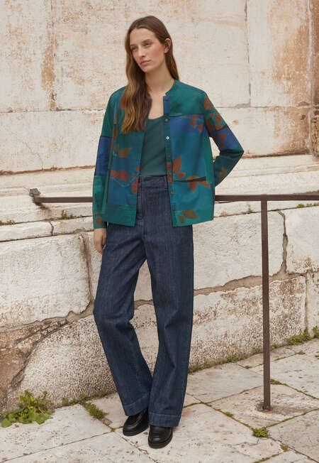 Wide tapered-leg jeans, Rinsed dark blue, completeTheLook