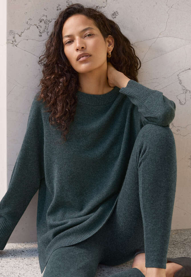 Raglan-sleeve sweater, Petrol slate, completeTheLook