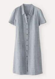 Checked button-through dress, Blue stone, webstill