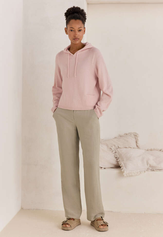 Knitted hoodie, Pale pink, completeTheLook