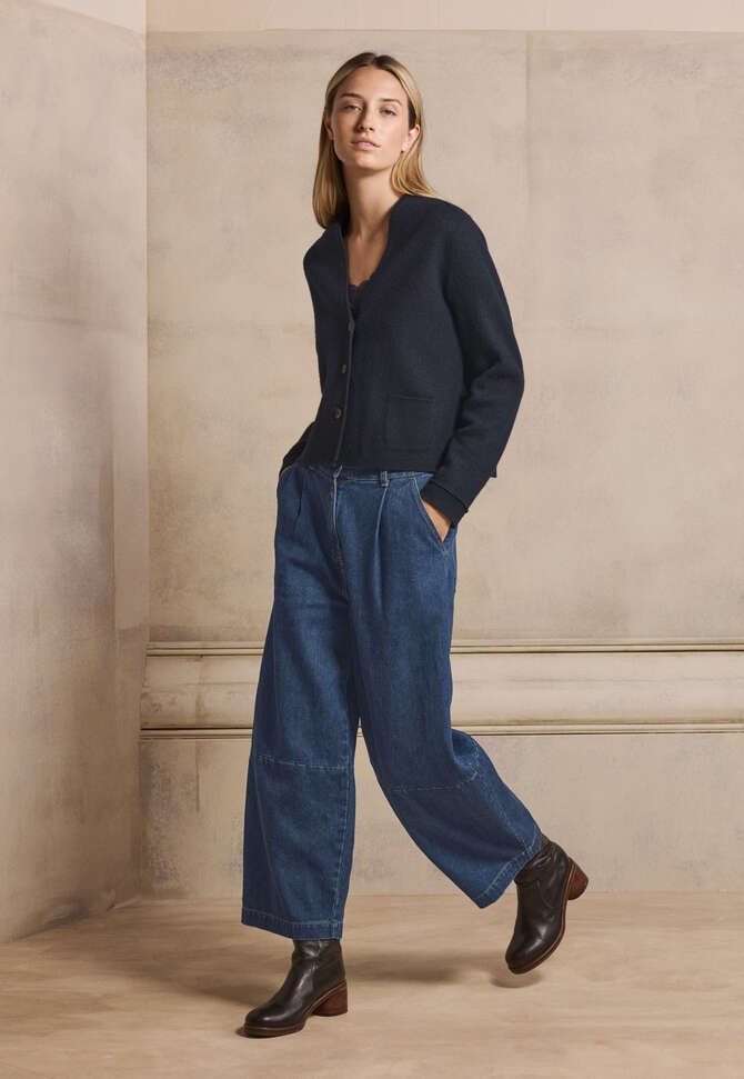 Barrel-leg trousers, Dark denim, completeTheLook