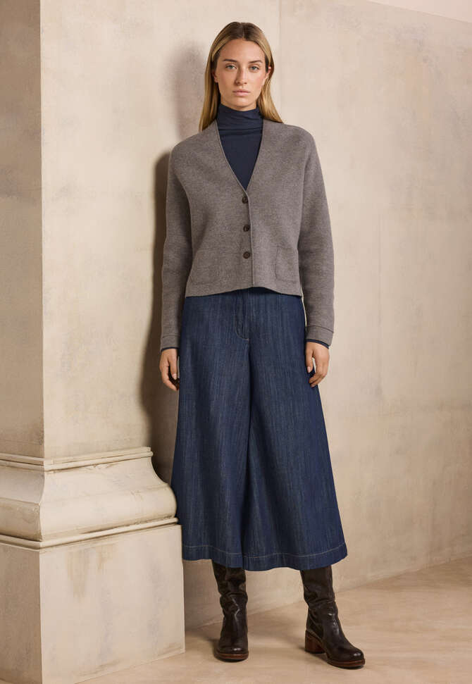 Short knitted jacket, Taupe brown, completeTheLook