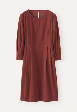 Pleat-front dress, Dark copper, webstill