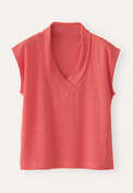 Fold-over v-neck top, Bright coral, webstill