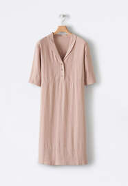 Shawl-collar viscose linen dress, Pale rose, webstill