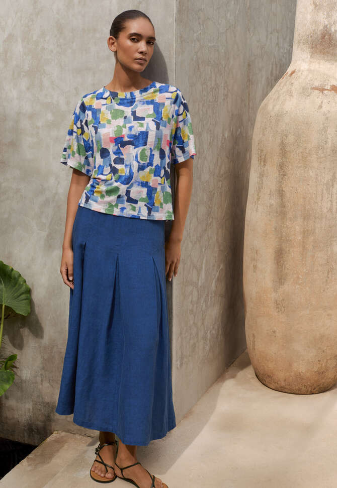 Printed top, Cobalt leaf, completeTheLook
