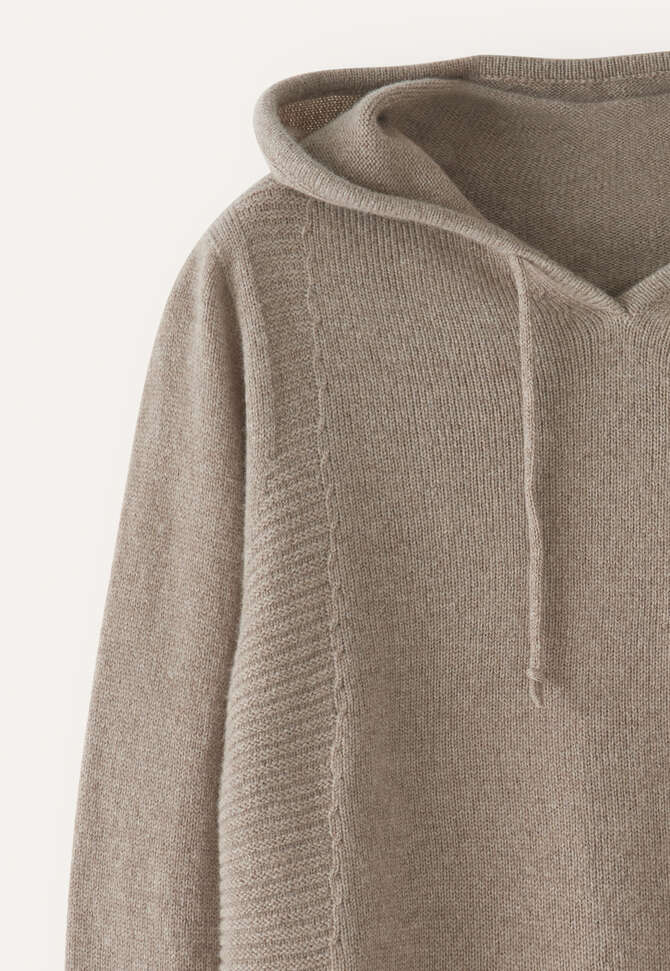 Knitted hoodie, Soft taupe, completeTheLook