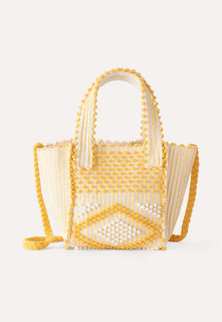 Knotted bag, Yellow and cream, webstill