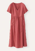 Short-sleeve v-neck dress, Dark coral, webstill