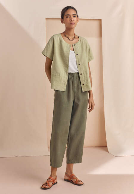 Short-sleeve blouse, Pale sage, completeTheLook