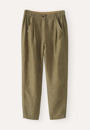 Cropped tapered trousers, Dark olive, webstill