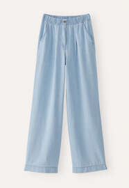 Indigo-dyed wide trousers, Pale denim, webstill
