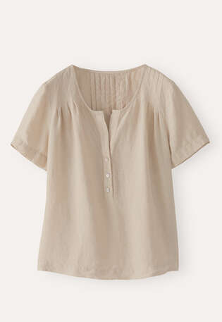 Pleated short-sleeve top, Grey stone, webstill